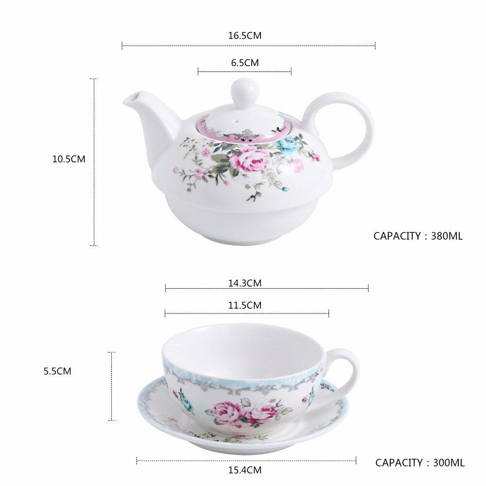 Series Sweet.time 4-Piece Flower Teapot for one. Cream White Porcelain China Ceramic with TeapotCup and Saucer (Flower) - Nordic Side - and, Ceramic, China, Cream, Cup, Flower, for, MALACASA,