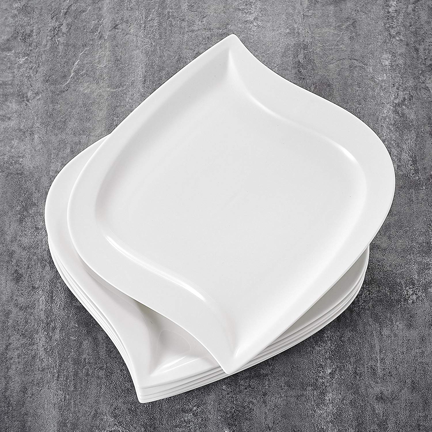 Elvira 6-Piece Ivory White Porcelain China Dessert Plates Set (8.5") - Nordic Side - 85, Ceramic, China, Cream, Dessert, Dishes, Elvira, Fruit, Ivory, Kitchen, MALACASA, Piece, Plates, Porcel