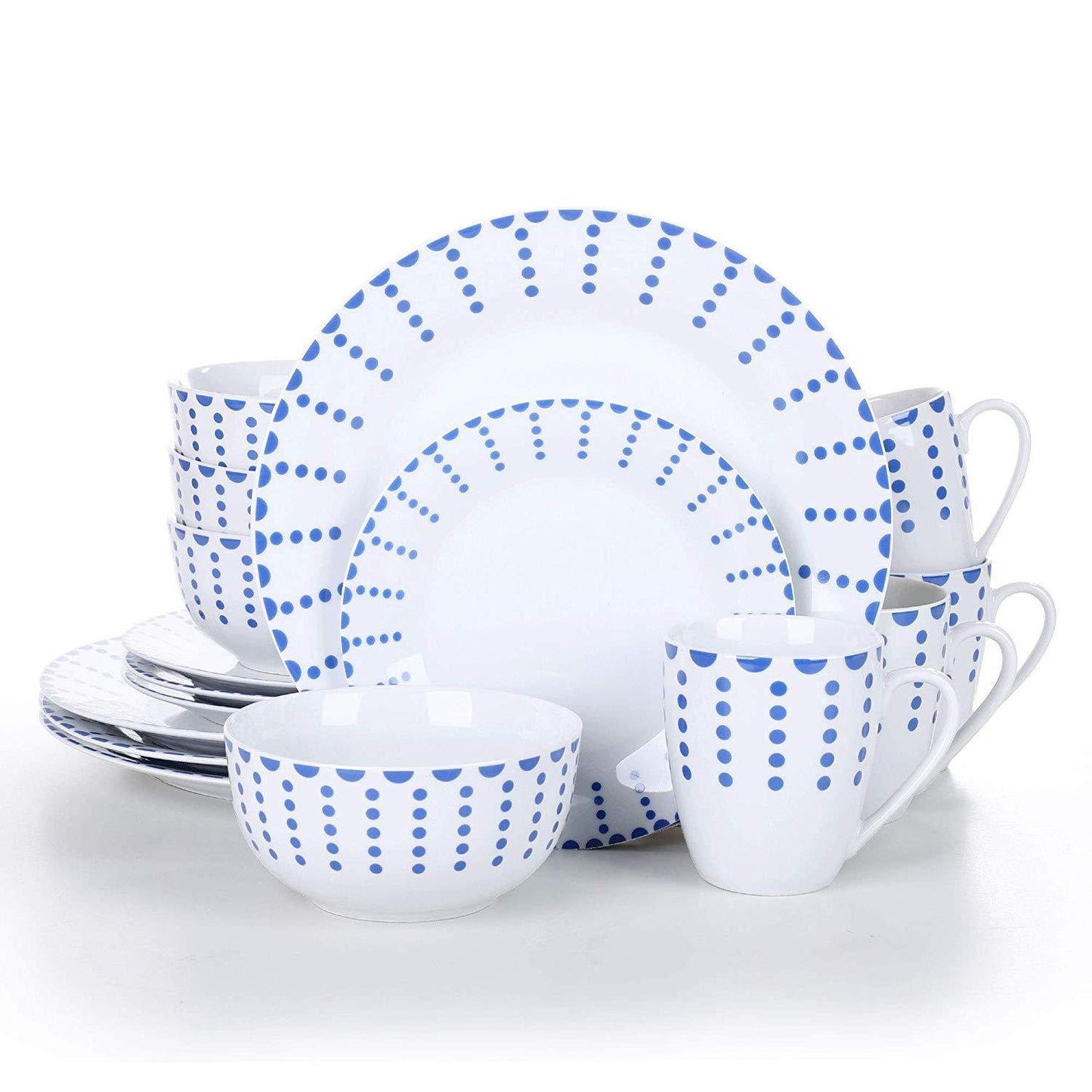 CORIN 16-Piece Porcelain Ceramic Tableware Dinnerware Set with 4*Dinner Plate,Dessert Plate,Cereal Bowl and 380ML Mug Set - Nordic Side - 16, 380, and, Bowl, Ceramic, CORIN, Dinner, Dinnerwar