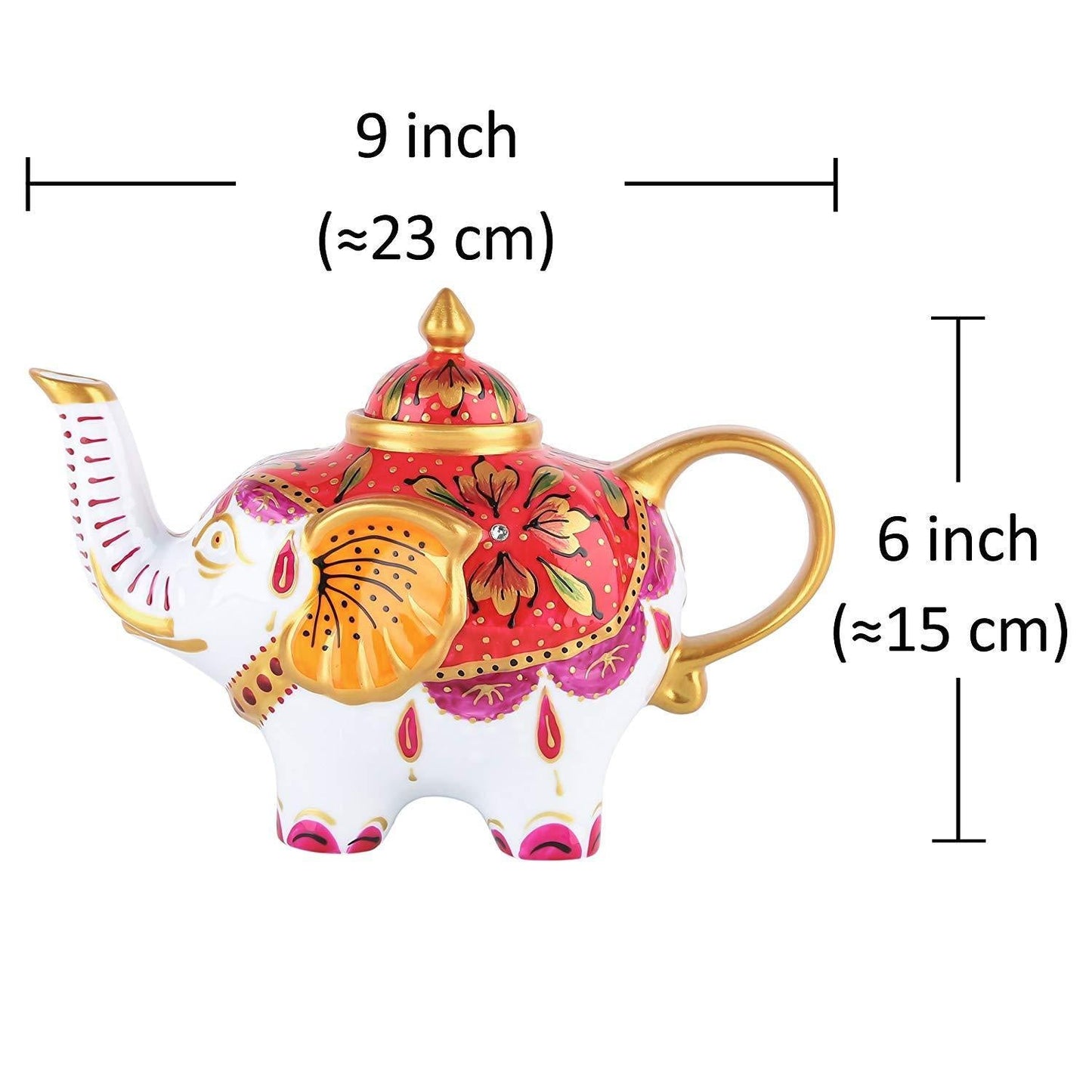 Porcelain Hand Painted Elephant Shape Teapot 800 ml - Nordic Side - 800, Artvigor, Coffeepot, Coffeepots, Crafts, Elephant, Family, Gift, Hand, ml, Office, Painted, Porcelain, Shape, Teapot, 