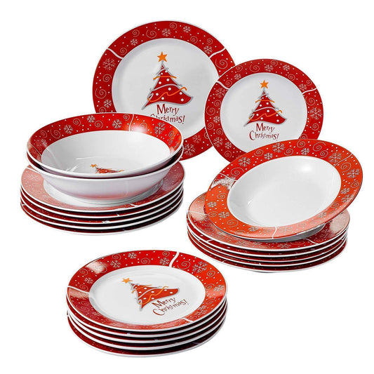 20-Piece Christmas Porcelain Dinnerware Set - Nordic Side - 20, and, Bowl, Ceramic, Cereal, Christmas, Dessert, Dinnerware, Piece, Plate, PlateDinner, PlateSoup, Porcelain, Set, with
