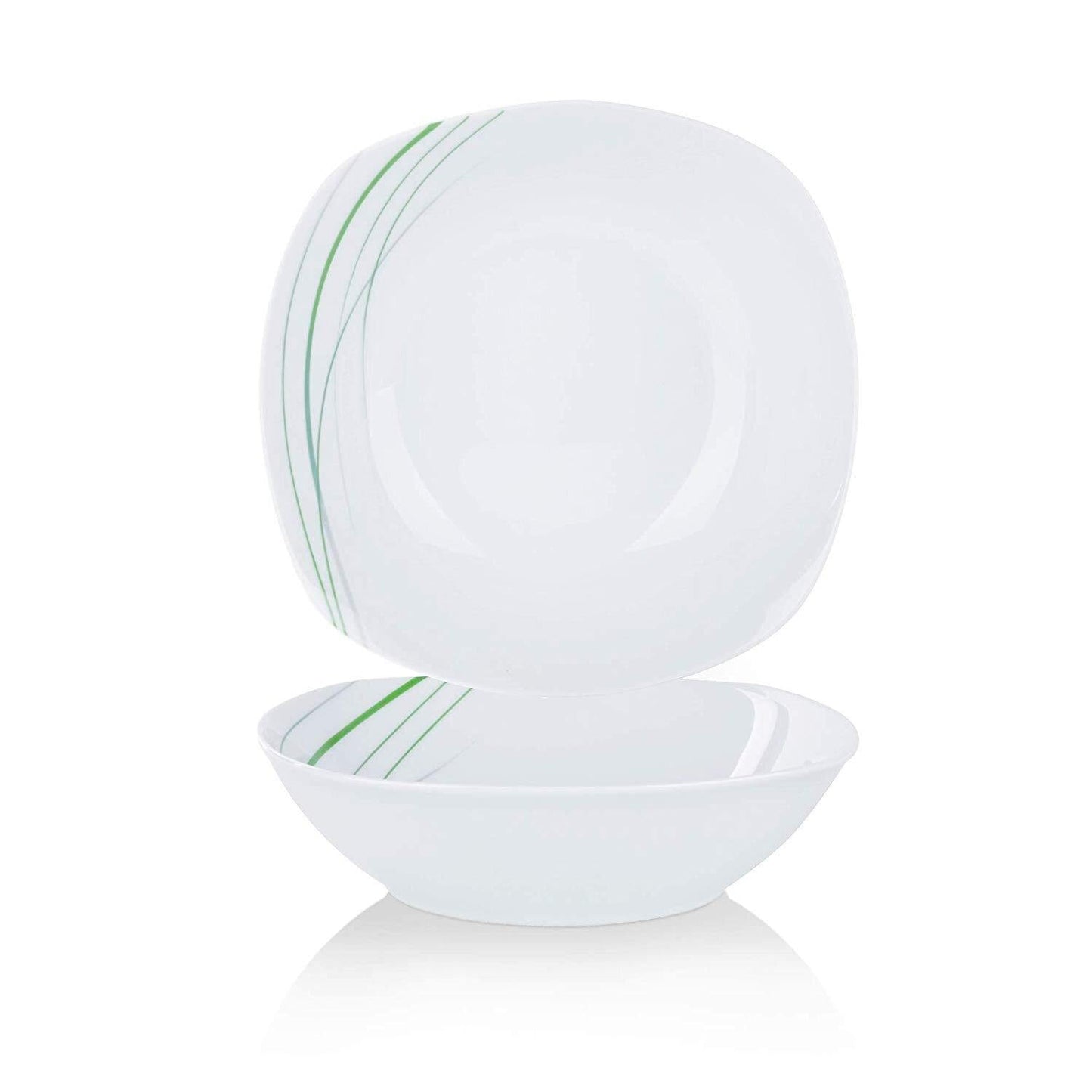 2-Piece 9" AVIVA White Porcelain Round Fruit&Salad Bowl Set (1050 ML) - Nordic Side - 1050, AVIVA, Bowl, Deep, DishesSoupDessert, for, FruitSalad, ML, Piece, Plate, Porcelain, Round, SaladSid