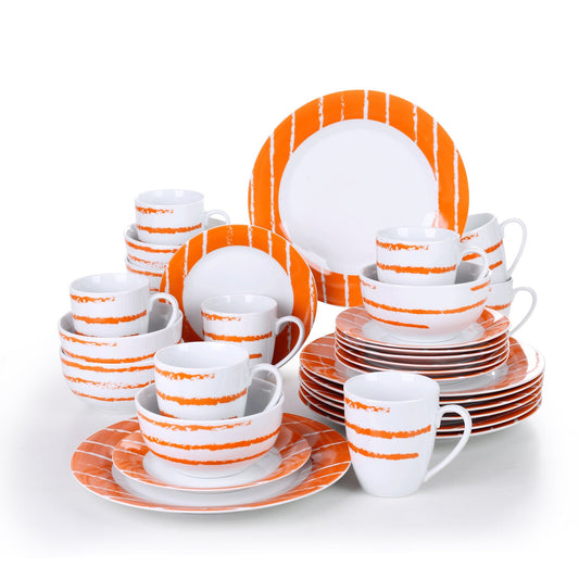 IONA 32-Piece Porcelain Ceramic Tableware Dinnerware Set with 8*Dinner Plate,Dessert Plate,Cereal Bowl and 380ML Mug Set - Nordic Side - 32, 380, and, Bowl, Ceramic, Dinner, Dinnerware, IONA,
