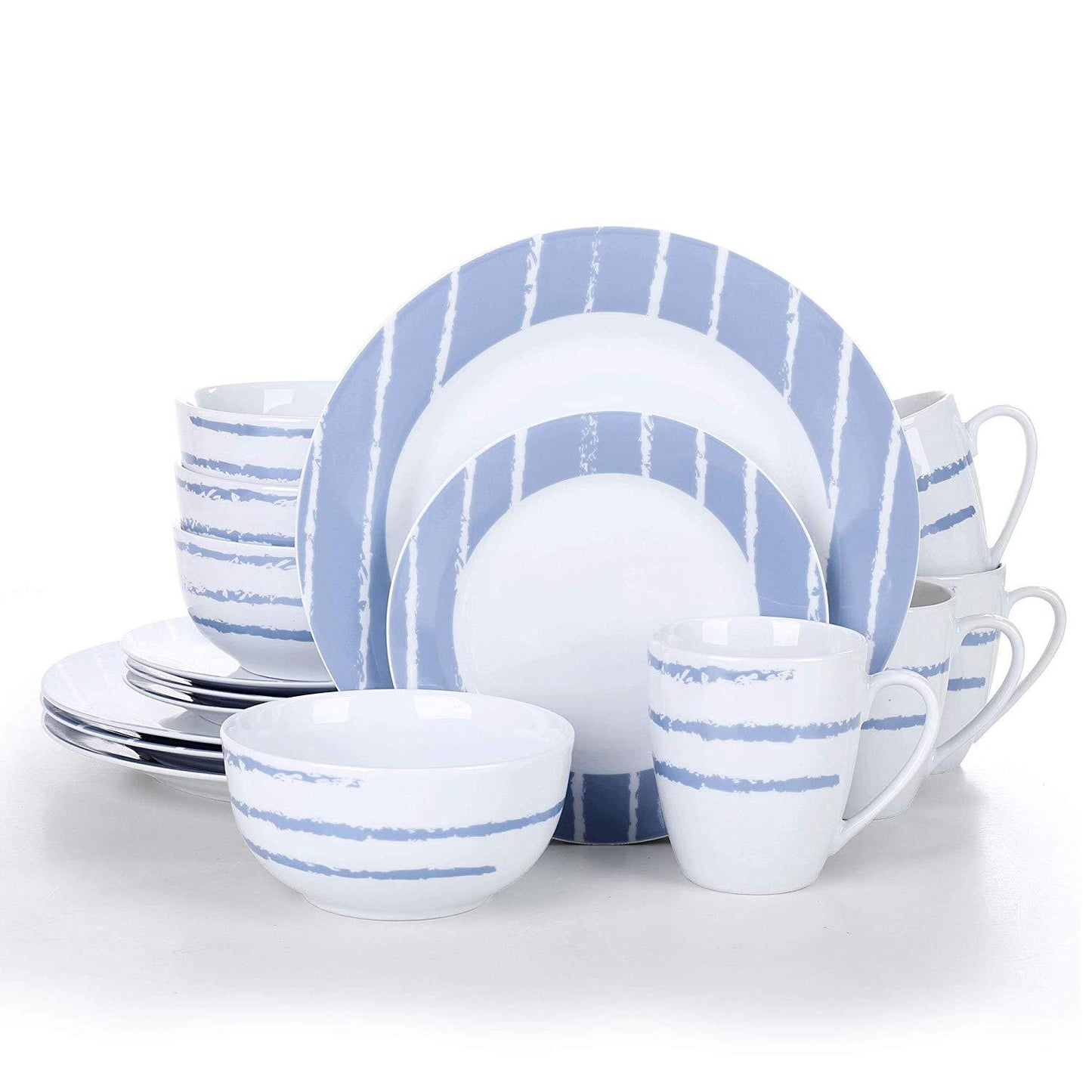 IMANI 16-Piece Porcelain Ceramic Dinnerware Tableware Plate Set with Dinner Plate,Dessert Plate,Cereal Bowl and 380ML Mug - Nordic Side - 16, 380, and, Bowl, Ceramic, Dinner, Dinnerware, IMAN