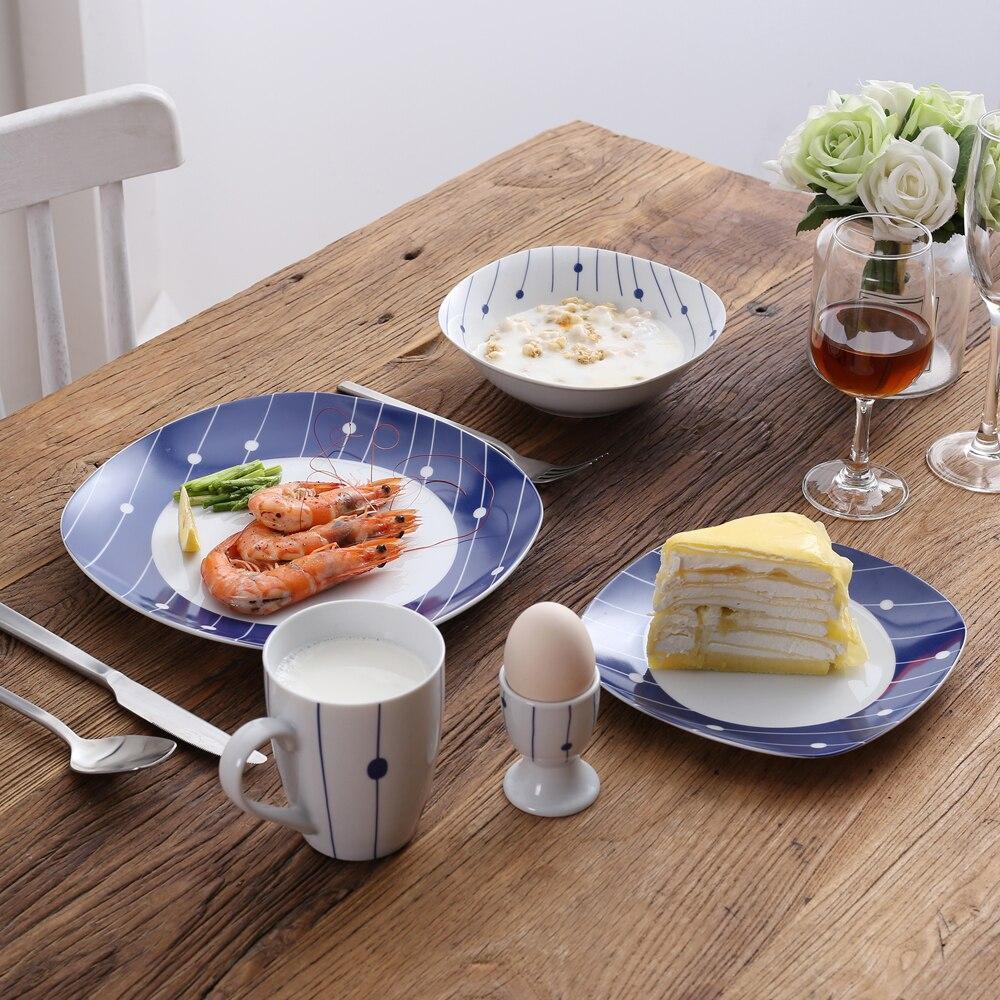 DOT003 20-Piece Dinner Set Porcelain Ceramic Tableware Dinner Set with 4*Egg Cup,Mug,Bowl,Dessert Plate,Dinner Plate Set - Nordic Side - 003, 20, Ceramic, CupMugBowlDessert, Dinner, DOT, Egg,