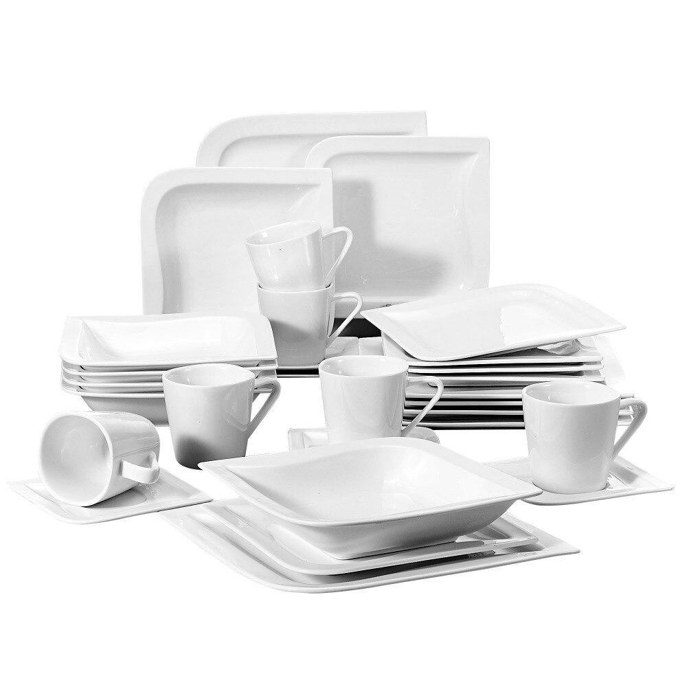 Series Joesfa 30 Piece Porcelain Dinner Set CupsSaucersDinner Soup Dessert Plates Set for 6 Person (White) - Nordic Side - 30, Cups, Dessert, Dinner, for, Joesfa, MALACASA, Person, Piece, Pla