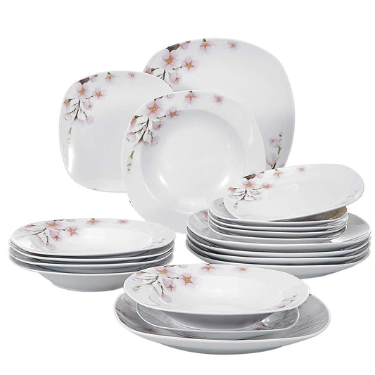 ANNIE 18-Piece Kitchen Porcelain Ceramic Tableware Dinner Plate Set with 6*Dinner Plate,Dessert Plate,Soup Plate - Nordic Side - 18, ANNIE, Ceramic, Dinner, Kitchen, Piece, Plate, PlateDesser