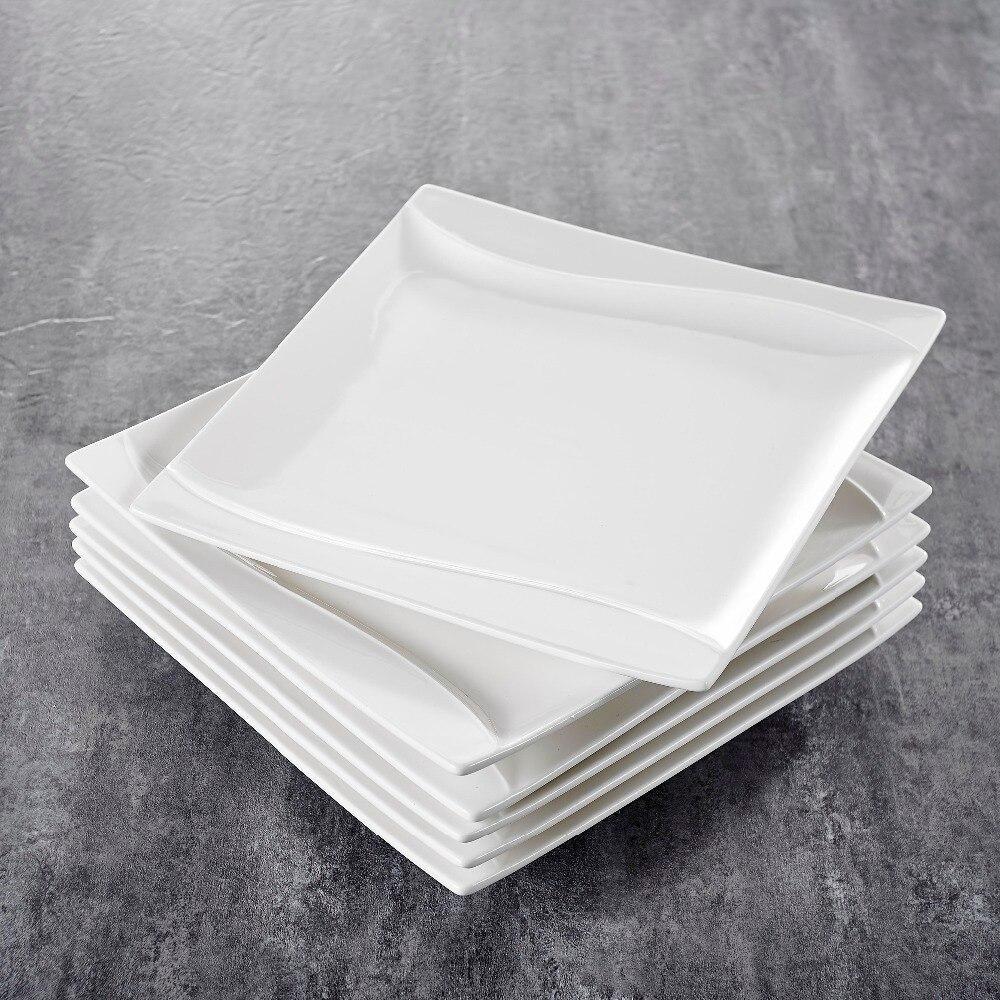 Carina 6-Piece Series Ivory White Porcelain China Ceramic Dinner Plates (10") - Nordic Side - 10, Carina, Ceramic, China, Cream, Dinner, Ivory, MALACASA, Piece, Plates, Porcelain, Series, Whi