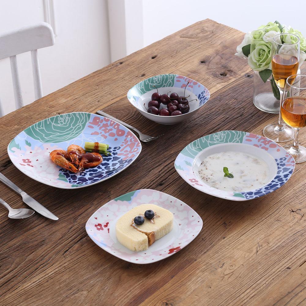 OLINA 48-Piece Porcelain Dinner Combi-Set Tableware Set with Bowls Dessert Plates Soup Plate Dinner Plates Service for 12 - Nordic Side - 12, 48, Bowls, CombiSet, Dessert, Dinner, for, OLINA,