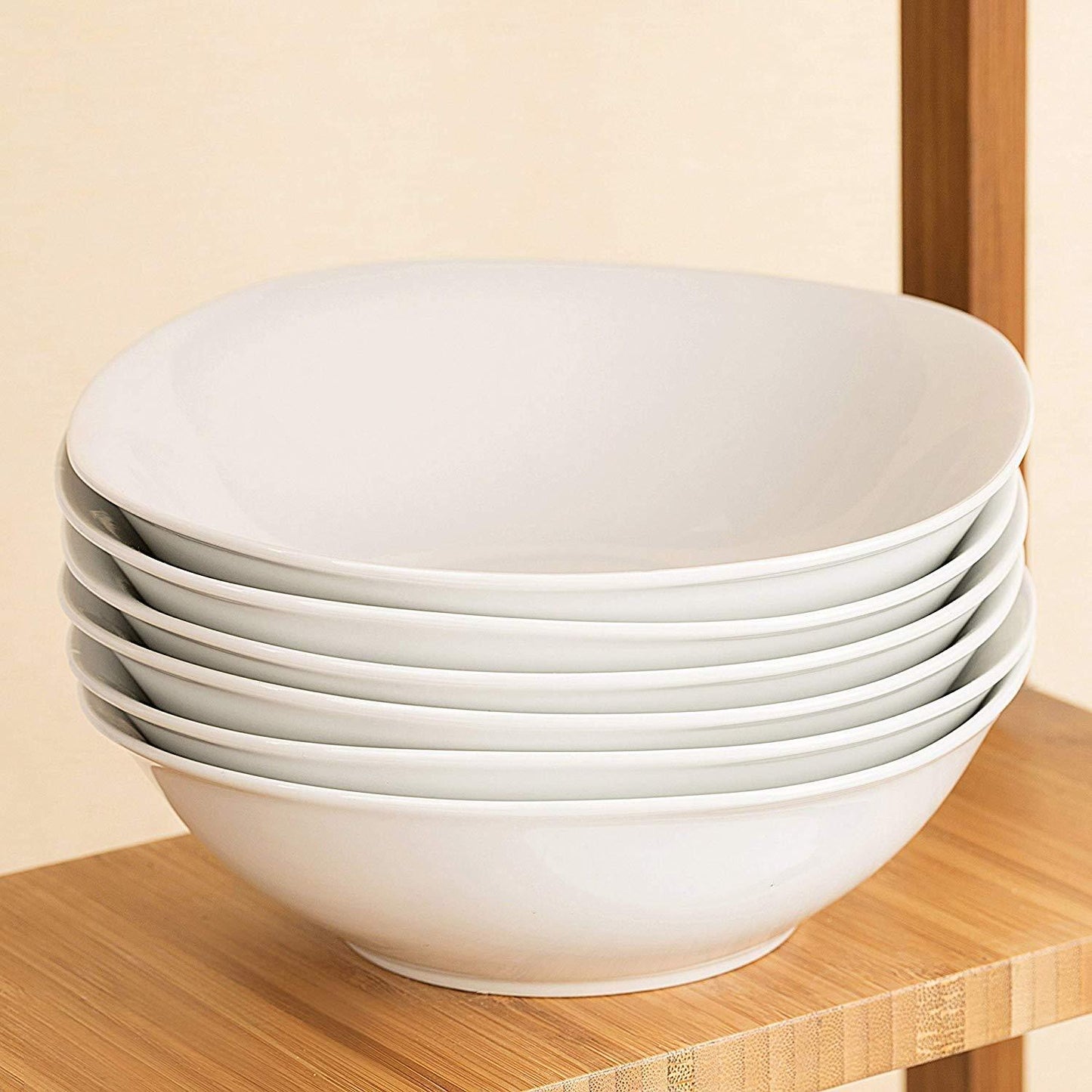 Elisa 6-Piece Porcelain Ivory White Bowls Set (6.7"/14.8 oz) - Nordic Side - 148, 67, Bowl, Bowls, Cereal, Dessert, Elisa, inch, Kitchen, MALACASA, oz, Pasta, Piece, Porcelain, Rice, Salad, S