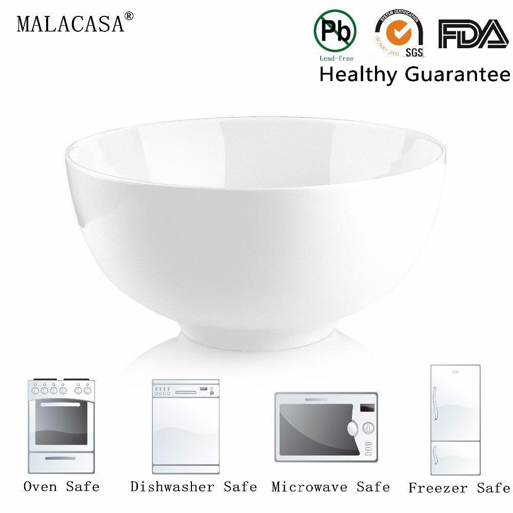 Series 3 Pieces White Porcelain Ceramic NoodleSaladRice Bowls (8'/ 1900 ml) - Nordic Side - 10, 1900, 20, 65, Bowl, Ceramic, Cereal, cm, MALACASA, ml, Noodle, oz, Pieces, Porcelain, Regular, 