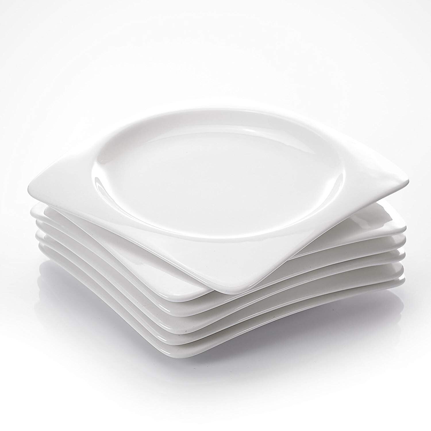 Rosana 6-Piece Ivory White Porcelain Cream White Dinner Plates (10") - Nordic Side - 10, Ceramic, China, Cream, Dessert, Dinner, Ivory, Kitchen, MALACASA, Piece, Plates, Porcelain, Rosana, To