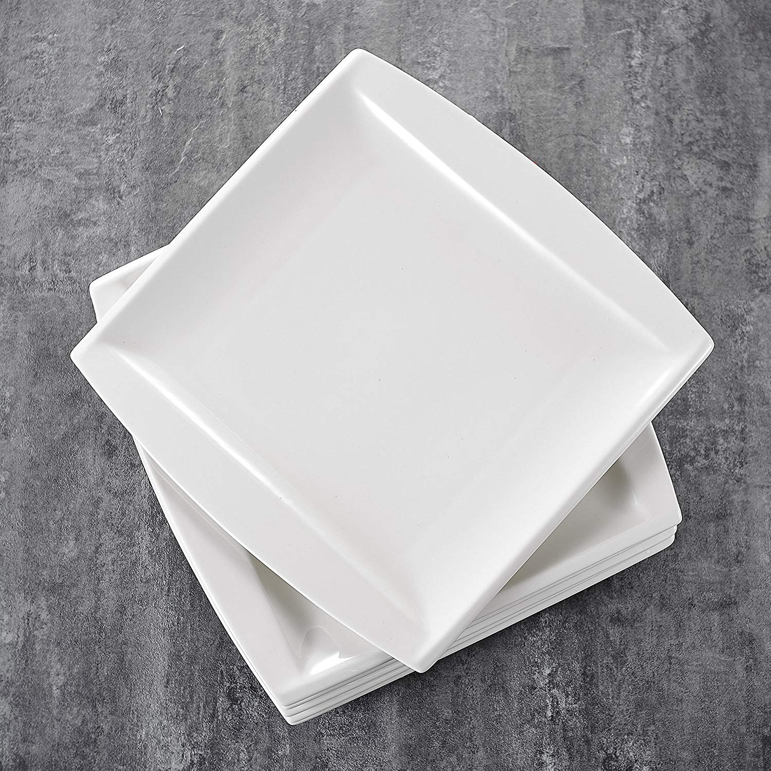Blance 6-Piece Ivory White Porcelain Flat Plates (8.25") - Nordic Side - 825, Blance, Ceramic, China, Dessert, Dishes, Flat, Fruit, inch, Ivory, Kitchen, MALACASA, Piece, Plates, Porcelain, S