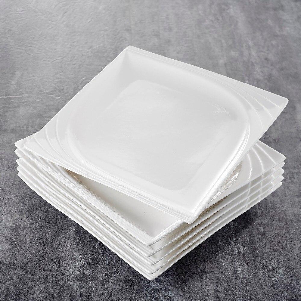 Monica 6-Piece Series Ivory White Porcelain Ceramic Dinner Plates (10.5" ) - Nordic Side - 105, Ceramic, China, Cream, Dinner, Ivory, MALACASA, Monica, Piece, Plates, Porcelain, Series, White