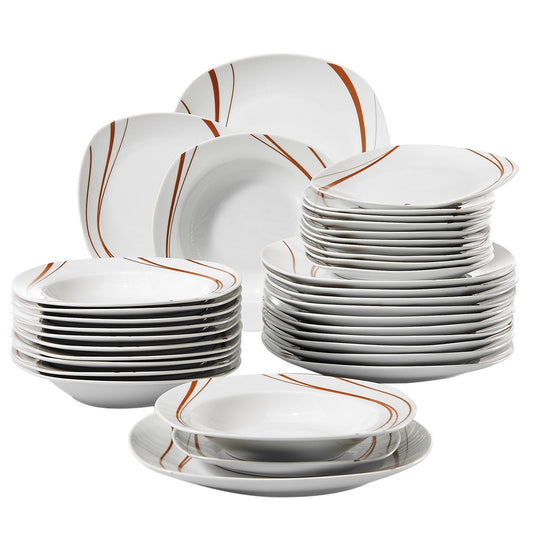 BONNIE Porcelain White Square Dinnerware Set(36-Pieces) - Nordic Side - 