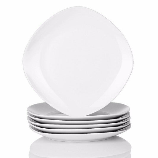 Elisa 6-Piece Series Ceramic Round Plate Set (9.75") - Nordic Side - 975, Ceramic, Dinner, Dinnerware, Dishes, Elisa, MALACASA, Piece, Plate, Porcelain, Round, Series, Service, Set, Tableware