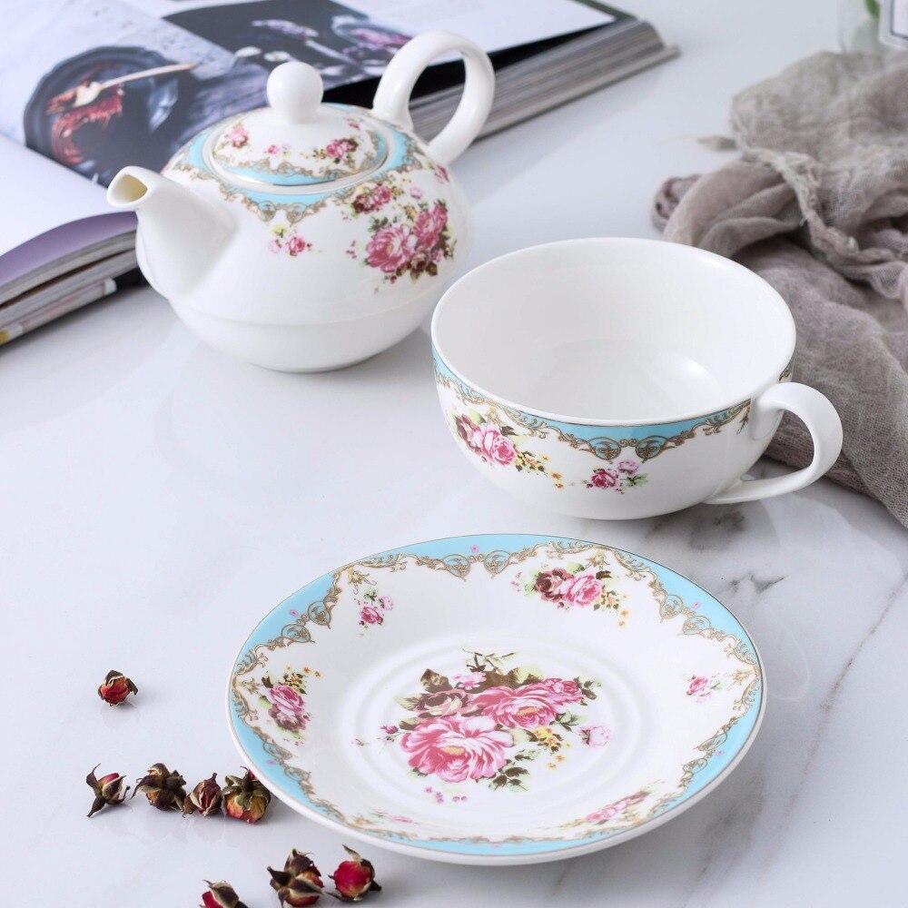 4-Piece Tea for one. Portable Porcelain China Ceramic with Teapot,Cup and Saucer Tea Sets (Flower) - Nordic Side - and, Ceramic, China, for, MALACASA, Office, one, Personal, Piece, Porcelain,