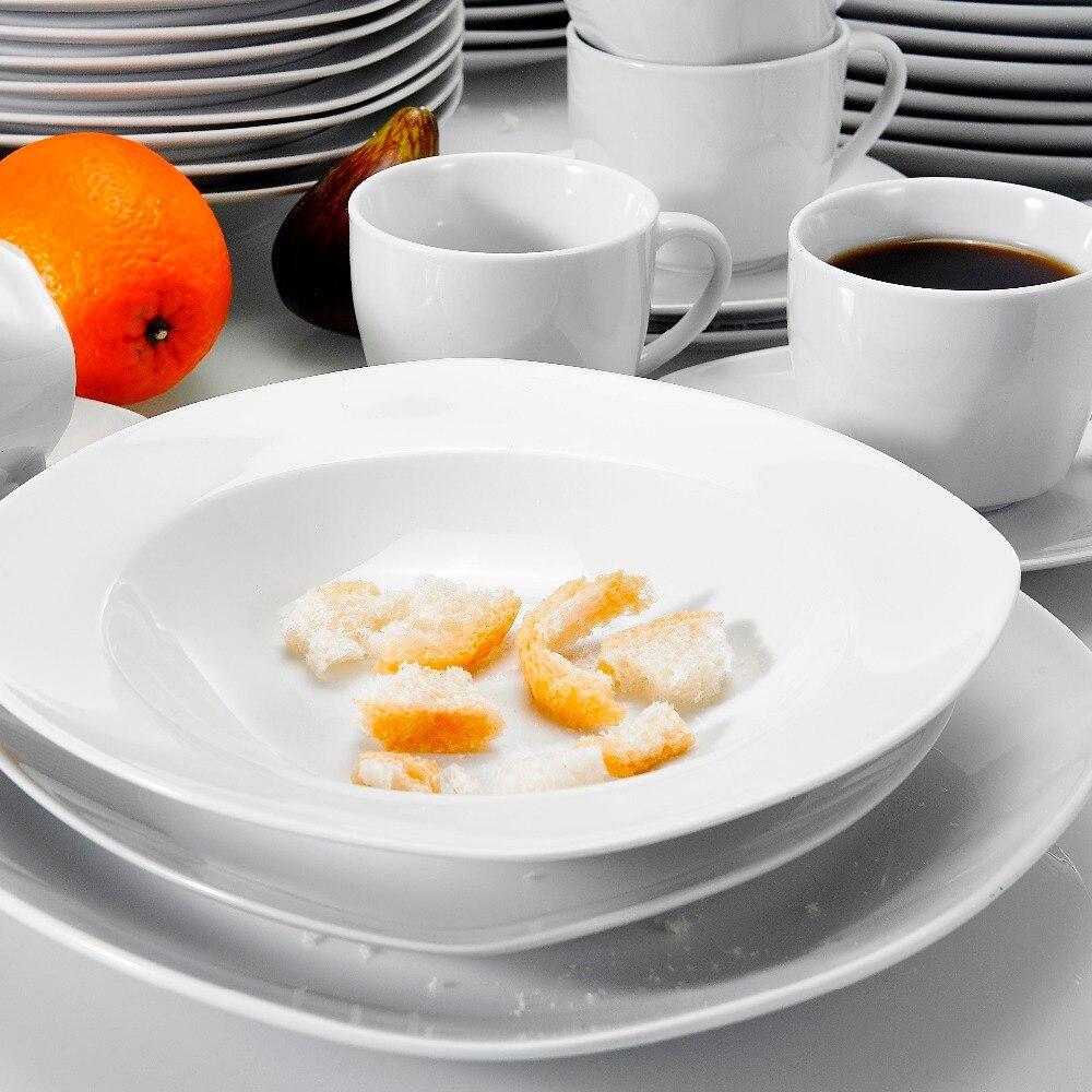 Series Elisa 60-Piece Porcelain Dinner Set CupsSaucersDinner Soup Dessert Plates Set for 12 Person (White) - Nordic Side - 12, 60, Cups, Dessert, Dinner, Elisa, for, MALACASA, Person, Piece, 