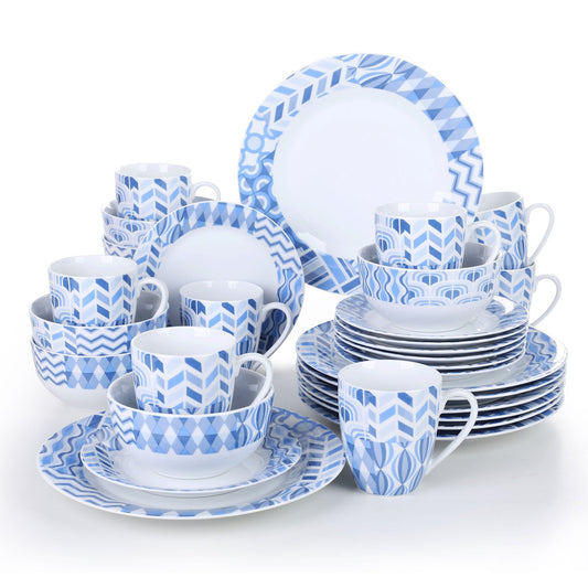 BALA 32-Piece Porcelain Ceramic Dinnerware Tableware Plate Set with Dinner Plate,Dessert Plate,Cereal Bowl and 380ML Mug - Nordic Side - 32, 380, and, BALA, Bowl, Ceramic, Dinner, Dinnerware,
