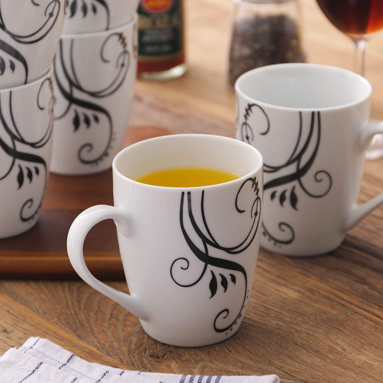 ZOEY 6-Piece 360ml Porcelain Ceramics Plant Patterned Coffee Tea Cups Sets Milk Mugs Set Family Office Drinkware Set - Nordic Side - 360, Ceramics, Coffee, Cups, Drinkware, Family, Milk, ml, 