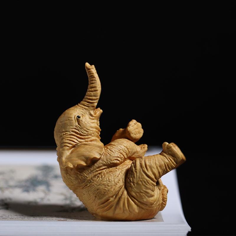Wooden Lying Elephant Figurine