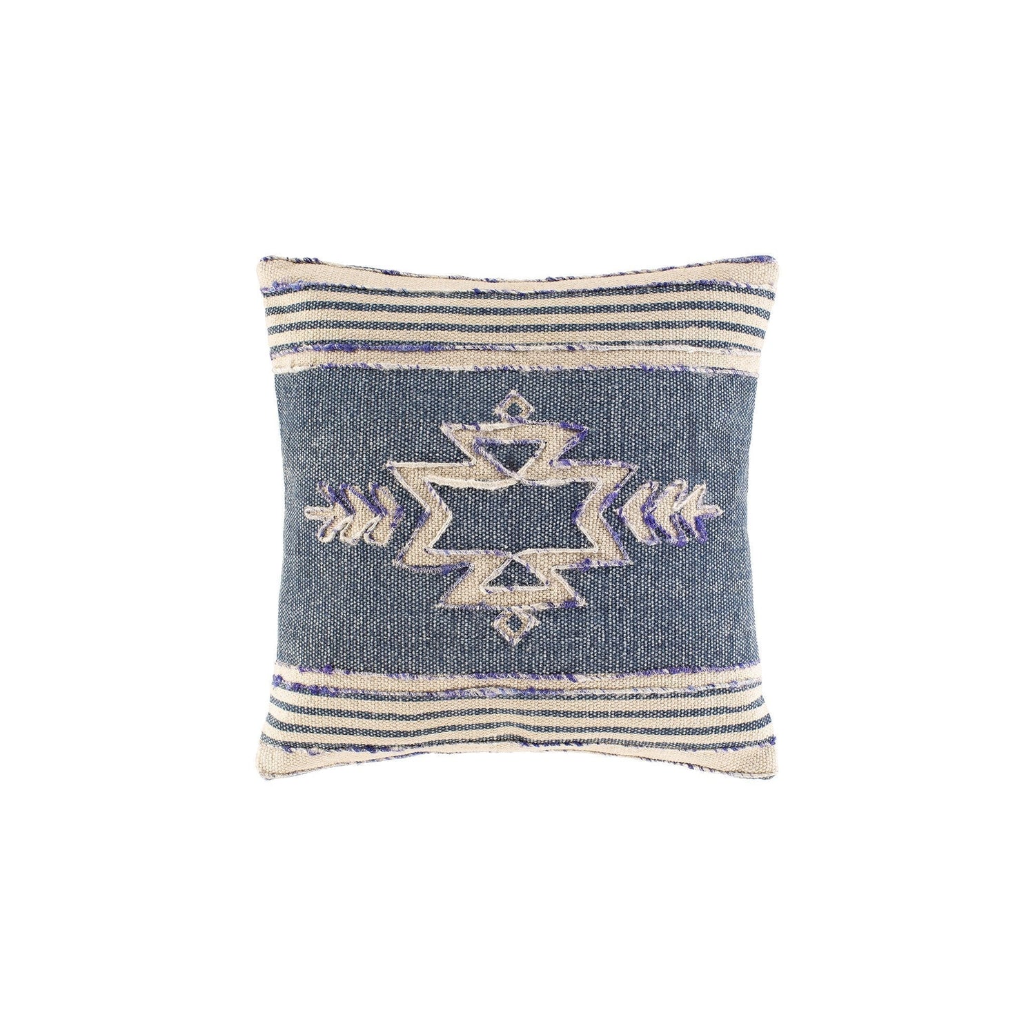 Blue Hand Woven Aztec Pillow - Nordic Side - 