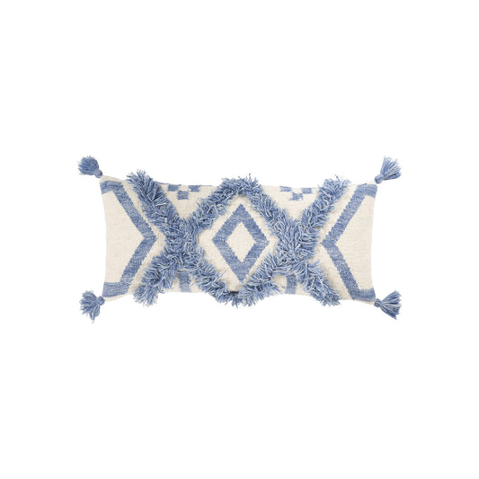 Denim Fringe Pillow with Tassels - Nordic Side - 