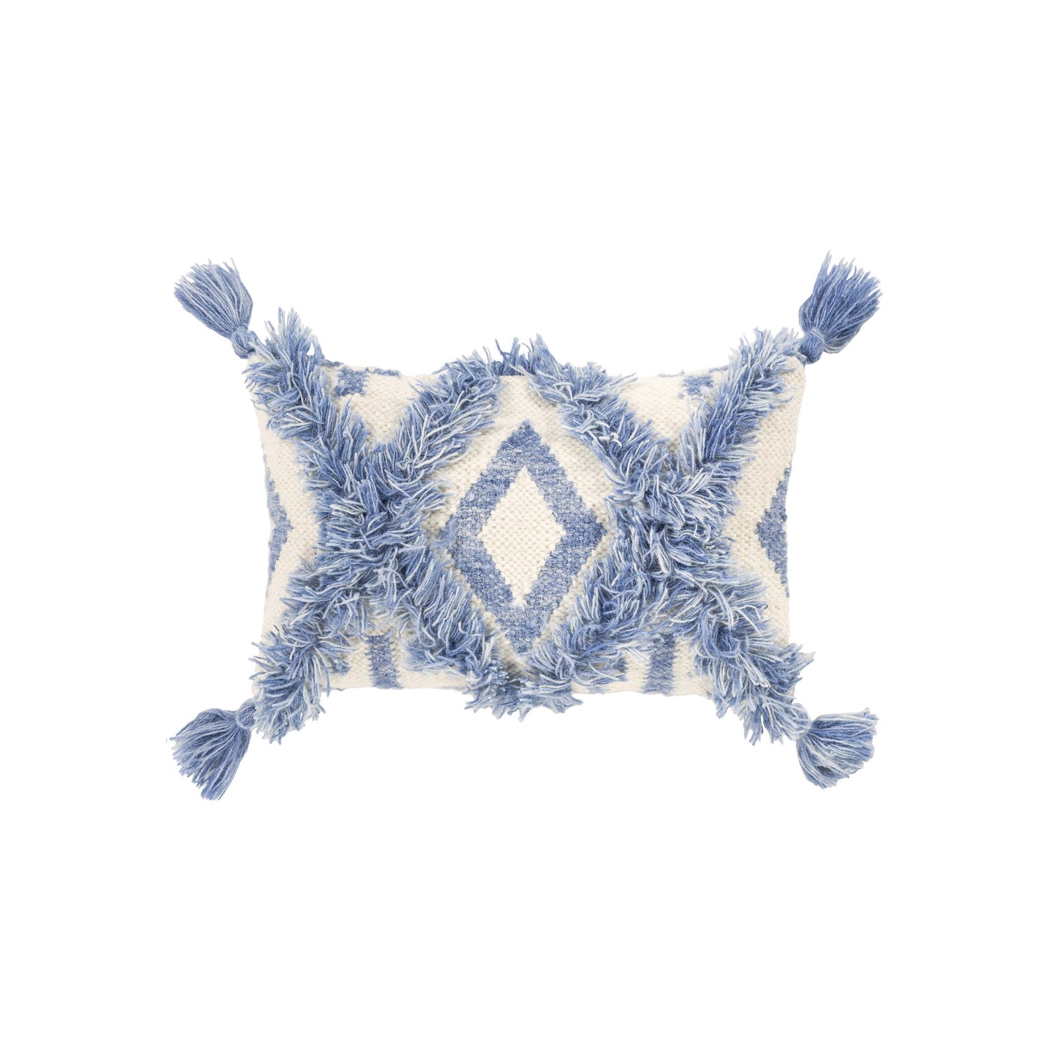 Denim Fringe Pillow with Tassels - Nordic Side - 