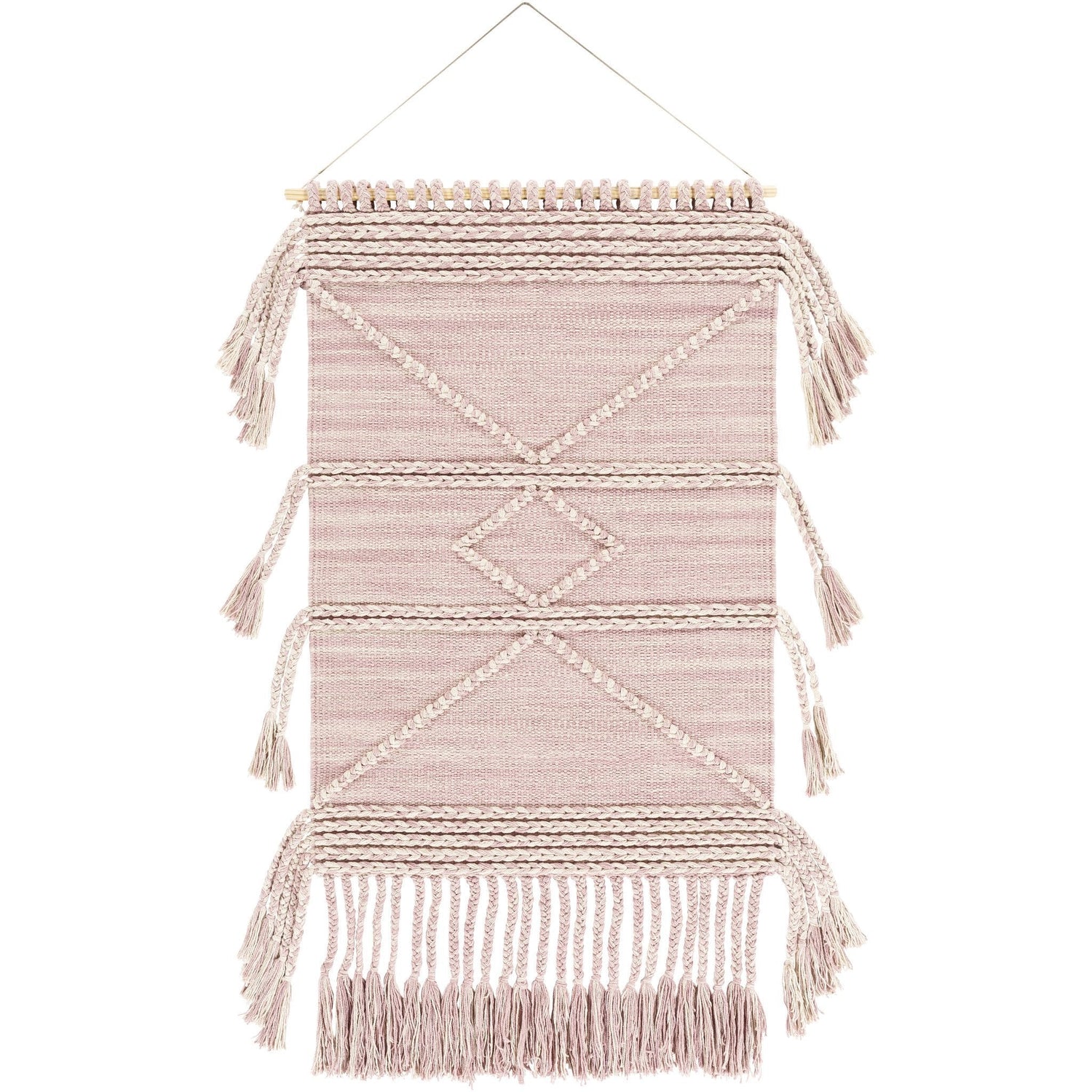 Pale Pink Macrame Wall Tapestry with Tassels - Nordic Side - 