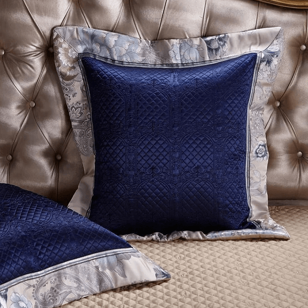 Impero Blue Silver Silk Cotton Jacquard Luxury Chinese Duvet Cover Set - Nordic Side - amazing, architecture, arcitecture, art, artist, ashley furniture near me, beautiful, bobs furniture out