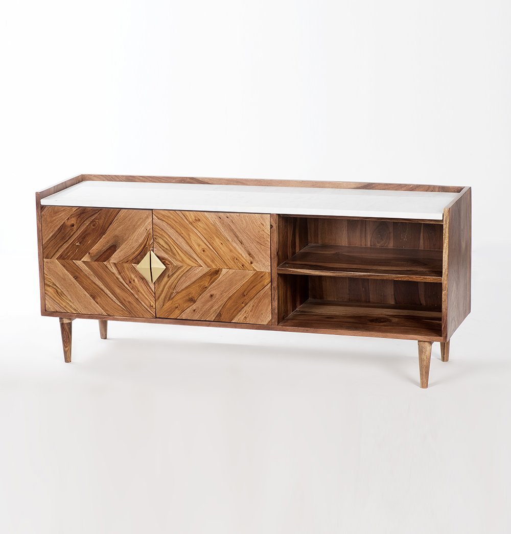 Abha - Wood & Marble TV Unit - Nordic Side - 06-10, feed-cl0-over-80-dollars, feed-cl1-furniture, gfurn, hide-if-international, modern-furniture, us-ship