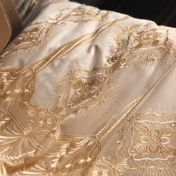 Joyana Egyptian Cotton Golden Lace Duvet Cover Set - Nordic Side - amazing, archidaily, archilovers, architecture, architecturelovers, architectureporn, arcitecture, art, artist, ashley furni