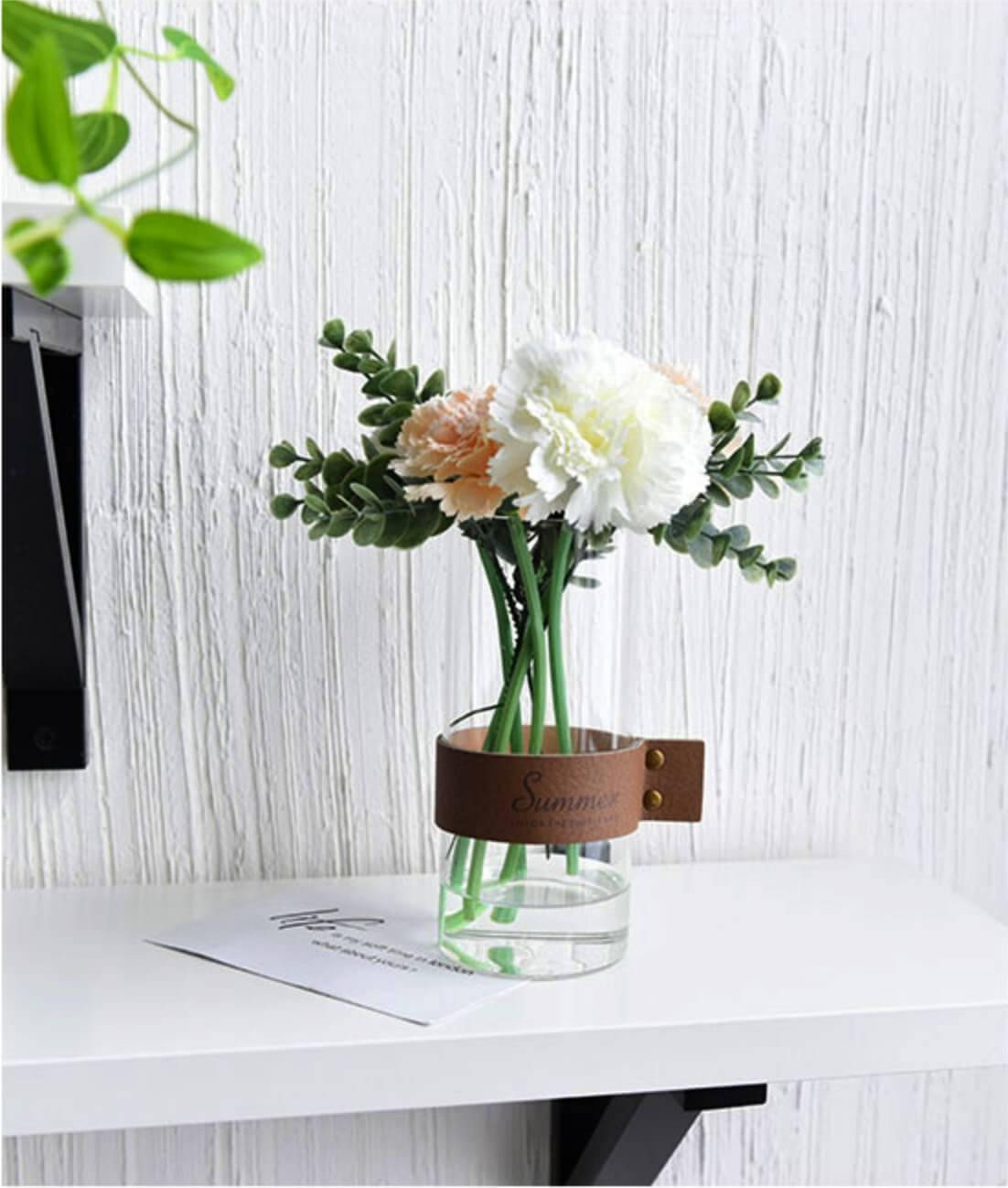 Leather Strap Glass Vase - Nordic Side - 