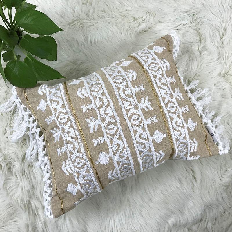 Linen Embroidered Pillow Case - Nordic Side - Bedroom, Living Room, not-hanger, Pillows