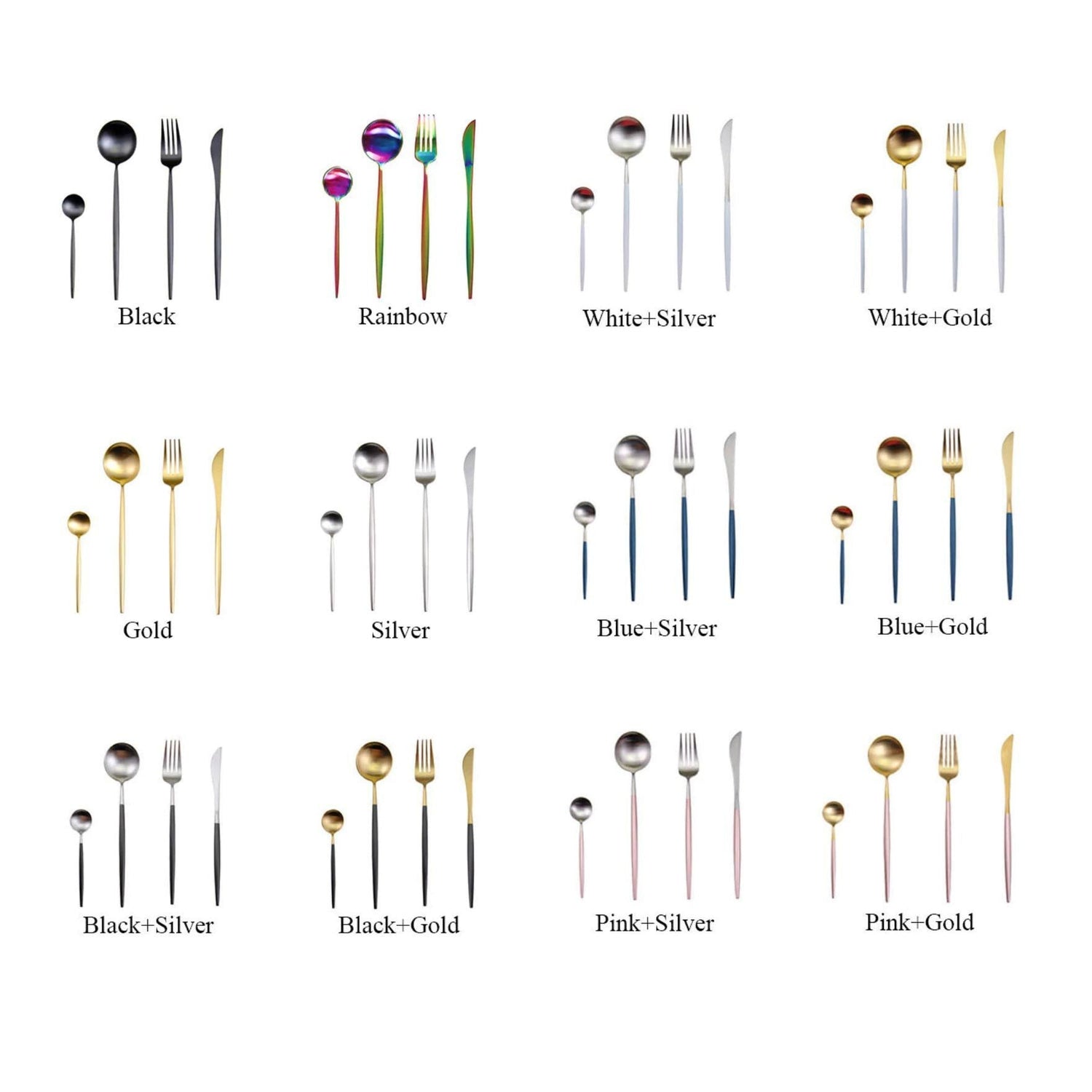 Metal Cutlery (24Pieces Set, 12 Colors) - Nordic Side - 