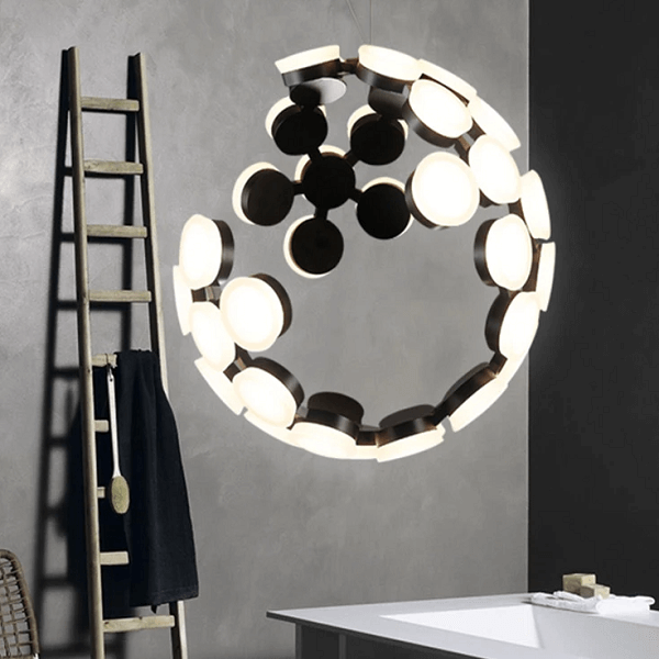 Moon LED Chandelier - Nordic Side - architecture, arcitecture, art, artist, contemporaryart, decor, decoration, design, designer, designinspiration, edison, grey, home, home decor, home decor