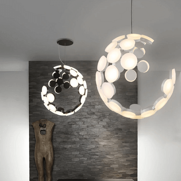 Moon LED Chandelier - Nordic Side - architecture, arcitecture, art, artist, contemporaryart, decor, decoration, design, designer, designinspiration, edison, grey, home, home decor, home decor