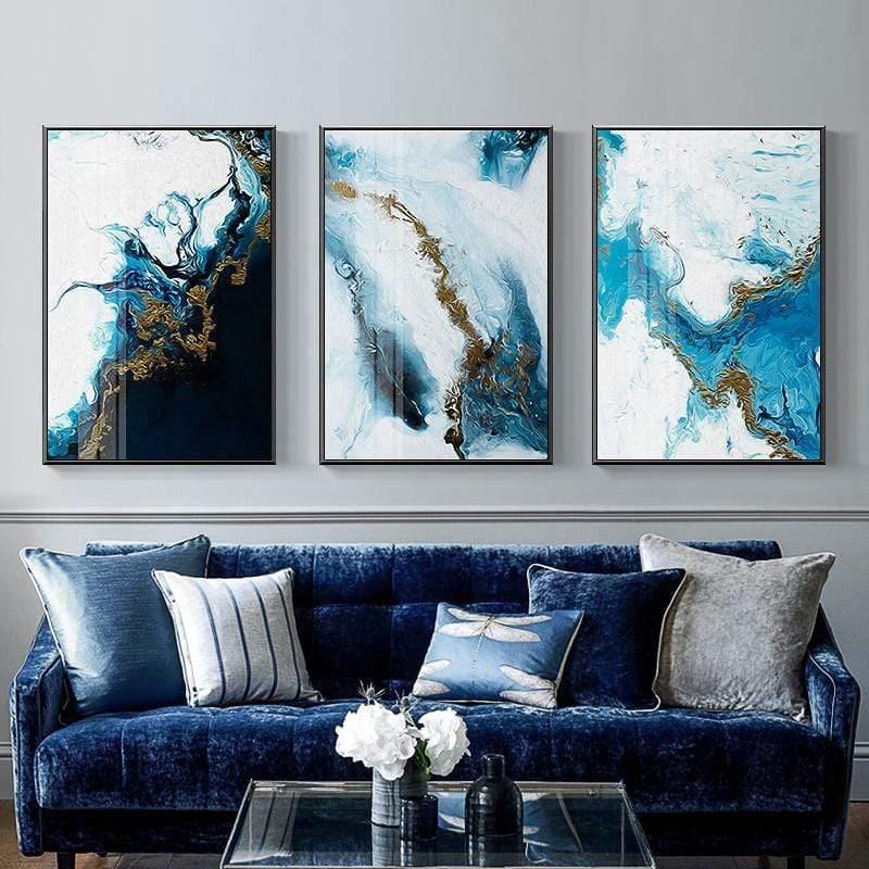 Stroke of Blue Stretched Canvas - Nordic Side - 3 piece, Acrylic Image, canvas art, spo-enabled