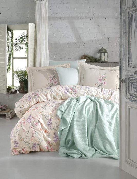 Jasmine Salmon Turkish Linen - Nordic Side - bed, bedding, duvet, spo-enabled