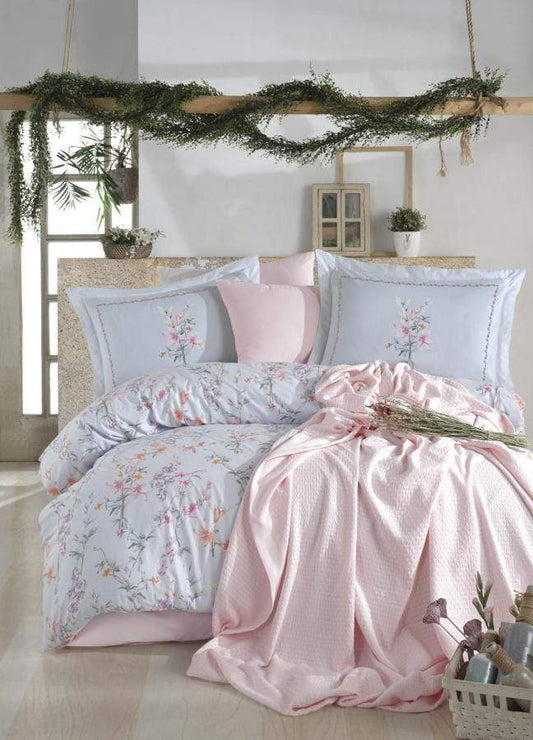 Jasmine Mavi Turkish Linen - Nordic Side - bed, bedding, duvet, spo-enabled