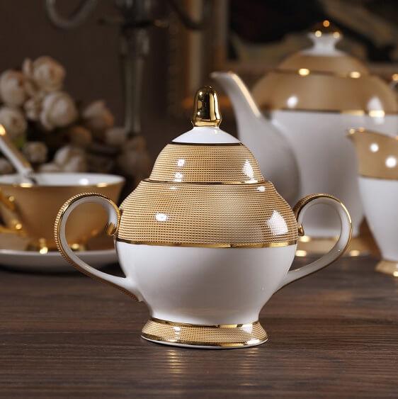 Palladio Luxury Gold Bone China Tea/Coffee Set - Nordic Side - architecture, arcitecture, art, artist, contemporaryart, decor, decoration, design, designer, designinspiration, edison, grey, h