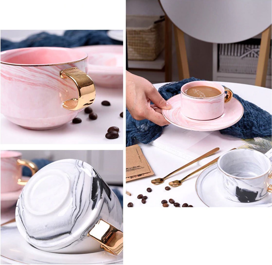 Pink & Grey Marble Tea Cup - Nordic Side - 