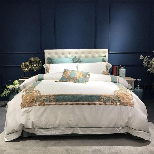 Polazzo Oriental Embroidered Luxury Egyptian Cotton Duvet Cover Set - Nordic Side - amazing, architecture, arcitecture, art, artist, beautiful, bedroom, business, canvas, clock, clocks, conte