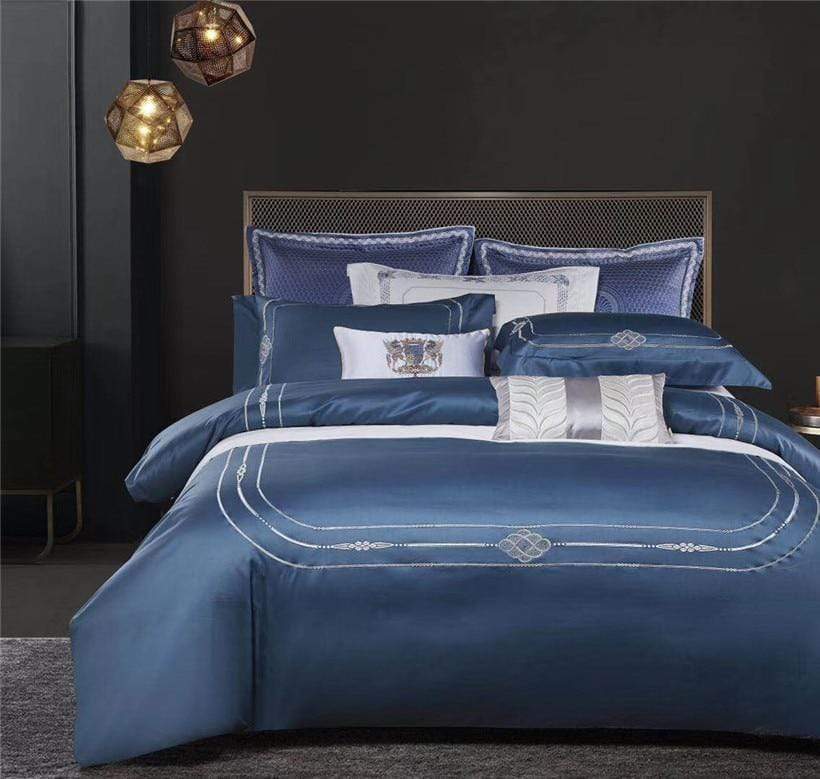 Larkin Duvet Cover Set (Egyptian Cotton) - Nordic Side - bed, bedding, bedroom, duvet