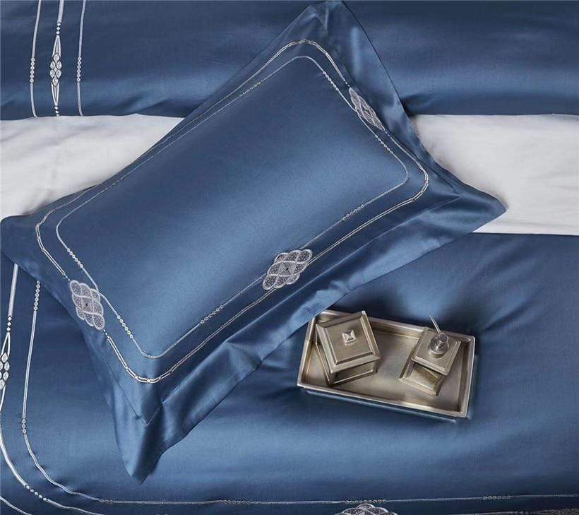 Larkin Duvet Cover Set (Egyptian Cotton) - Nordic Side - bed, bedding, bedroom, duvet