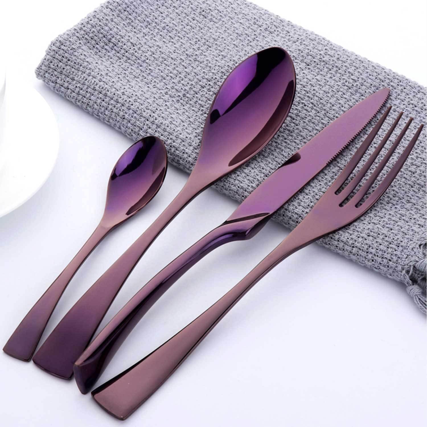 Purple Slim Metal Cutlery Set - Nordic Side - 