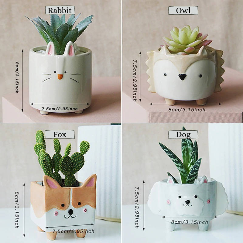 HomeQuill™ Miniature Animal Succulent Pots - Nordic Side - 