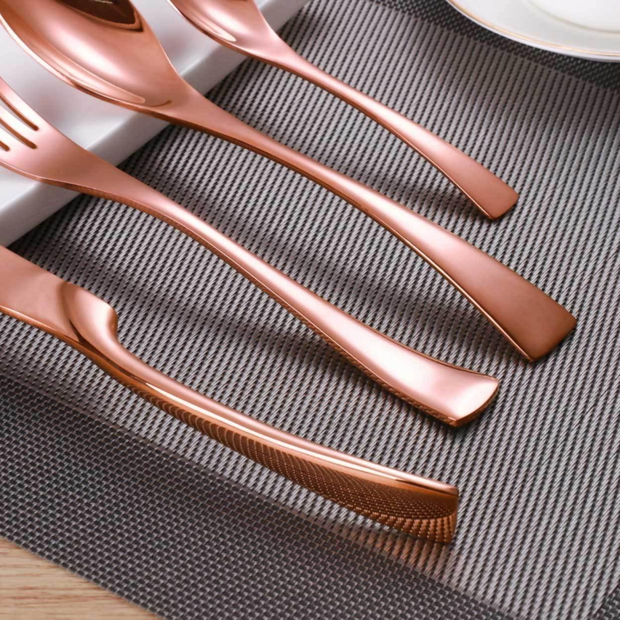 Rose Gold Slim Metal Cutlery Set - Nordic Side - 