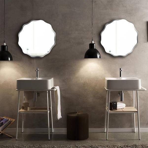 Rowena - Wavy Frameless Mirror - Nordic Side - architecture, arcitecture, art, artichture, artist, bathroom vanity, contemporaryart, crystal chandelier, decor, decoration, design, designer, d