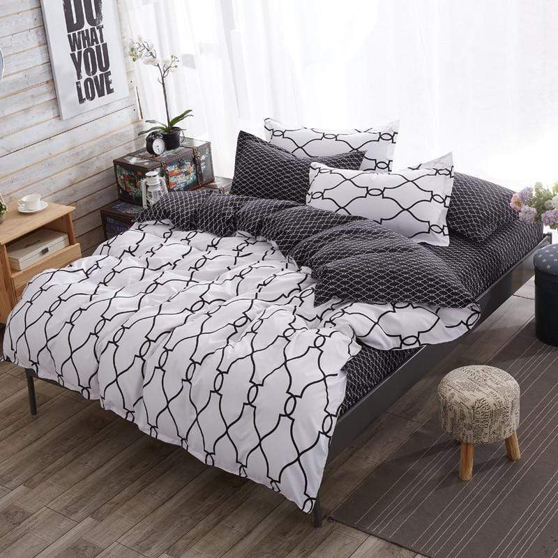 Kurdic Contrast Duvet Cover Set - Nordic Side - bed, bedding, bis-hidden, duvet